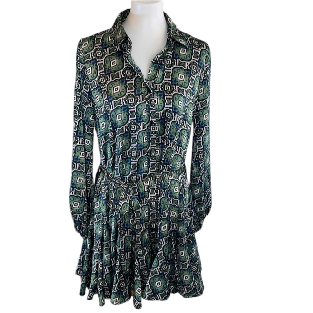 ANNA KAY Godet Shirtdress Green Size Large NWOT - Picture 3 of 17